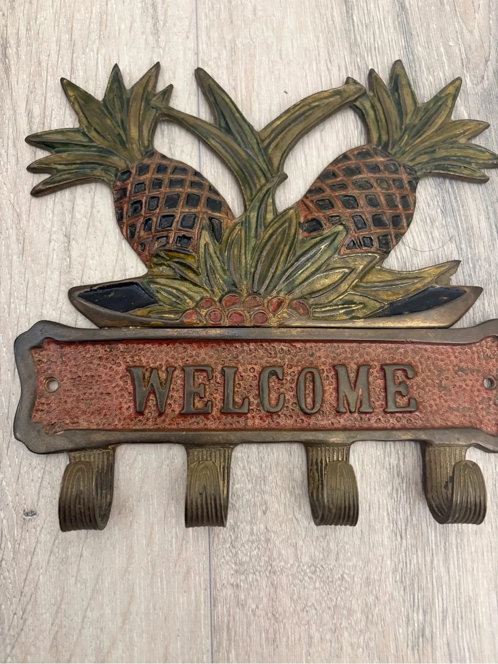 Tropical Pineapple Wall Hook Rack - Brown & Green